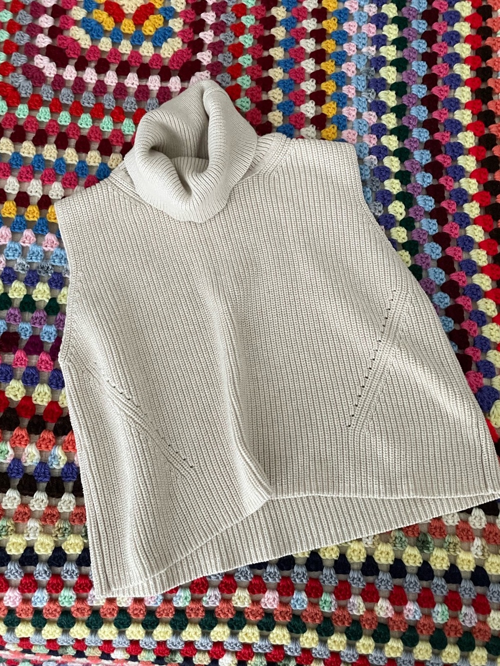 French connection cotton knitted title neck sleeveless top